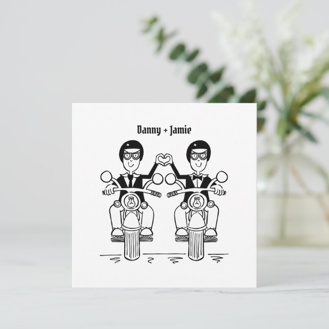 Invitation Mariage du soir de motocyclette à deux pièces sur  (Debout devant)
