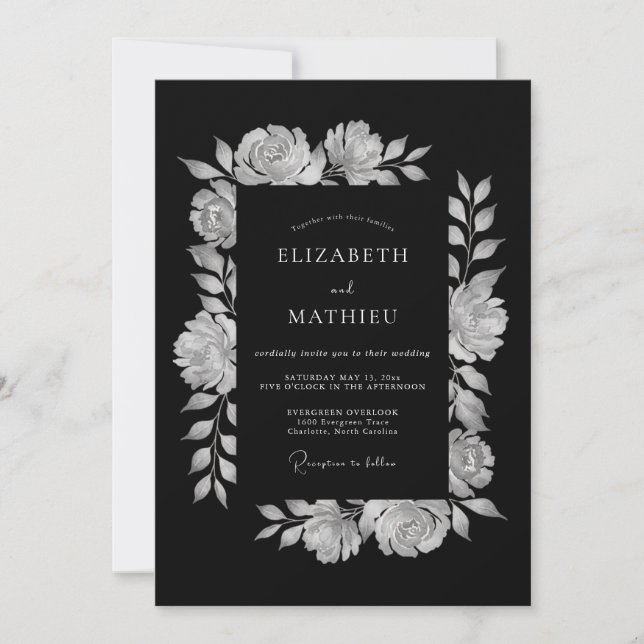 Invitation Mariage du soir dramatique noir (Devant)