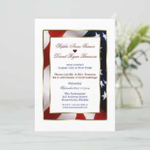 Invitation Mariage du soir du drapeau américain Patriotic Gol