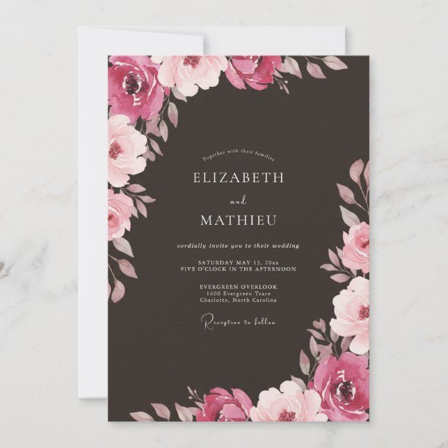 Invitation Mariage du soir opulent au charbon (Devant)
