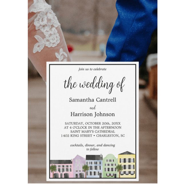 Invitation Mariage du Sud à l'aquarelle Charleston Rangée arc (Créateur téléchargé)