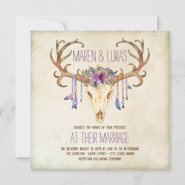 Invitation Mariage du sud-ouest de Deer Antler (Devant)
