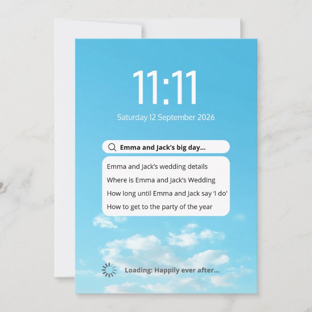 Invitation Mariage du thème de recherche de l'écran du téléph (Devant)