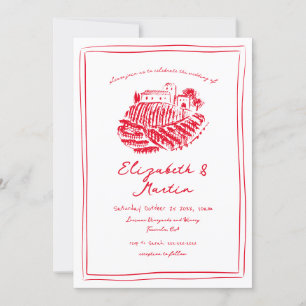 Invitation Mariage du vignoble italien rouge tiré à la main