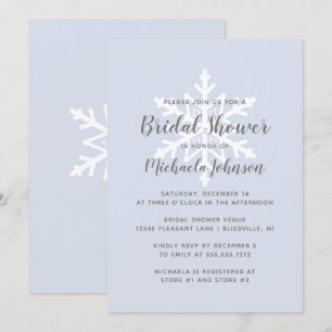 Invitation Mariage Dusty Blue Flocon de Neige Hivernal