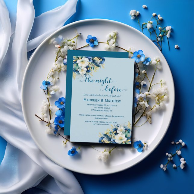 Invitation Mariage Dusty Blue Gold Parties scintillant "La nu (Créateur téléchargé)