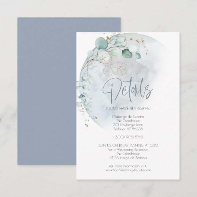 Invitation Mariage | Dusty Blue Over the Moon in Love (Devant / Derrière)