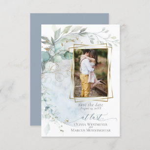 Invitation Mariage Dusty Blue Over the Moon in Love