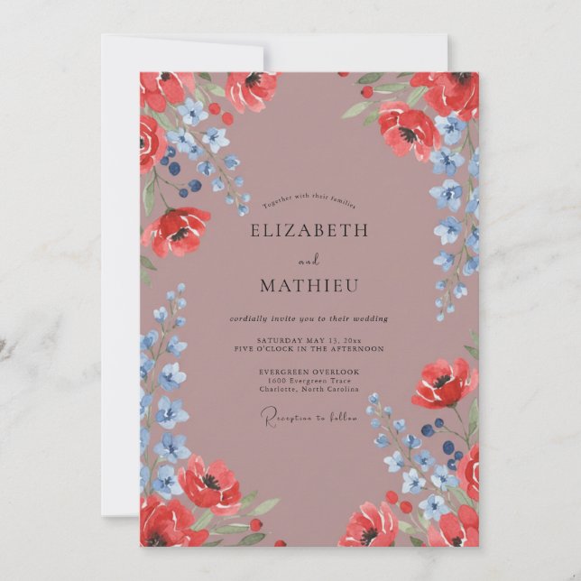 Invitation Mariage Dusty Mauve Poppy (Devant)