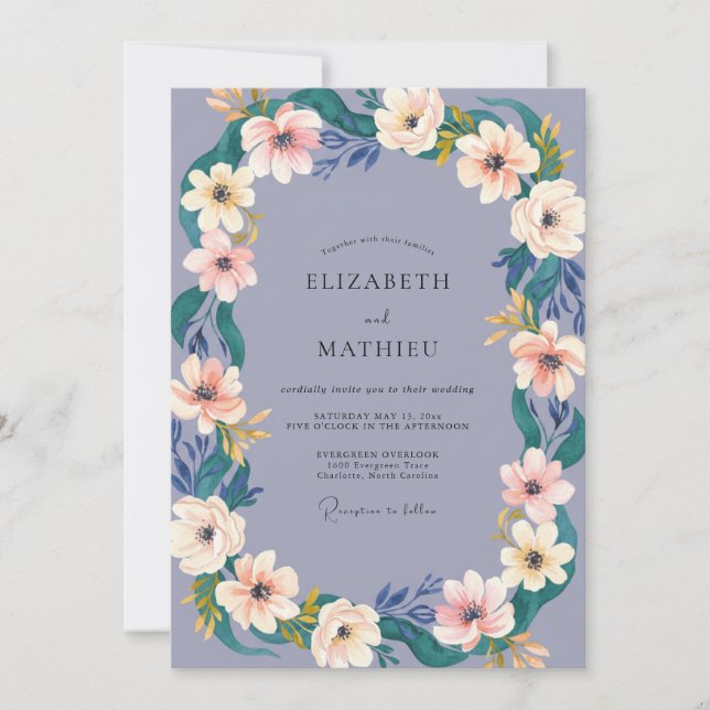 Invitation Mariage Dusty Purple Anemone (Devant)