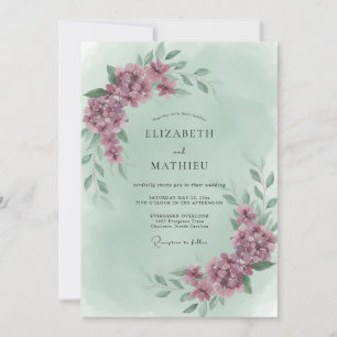 Invitation Mariage Dusty Purple Mint Pivoine