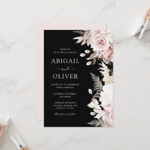 Invitation Mariage Dusty Rose, Blush & Black Elegance