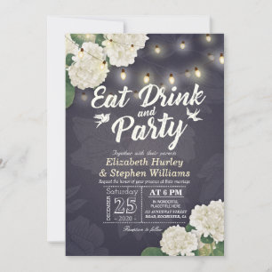 Invitation Mariage EAT Drink & Party Hydrangeas String Lights