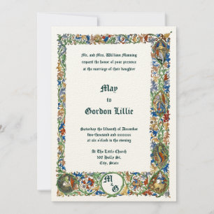 Invitation Mariage éclairé médiéval des années 1400