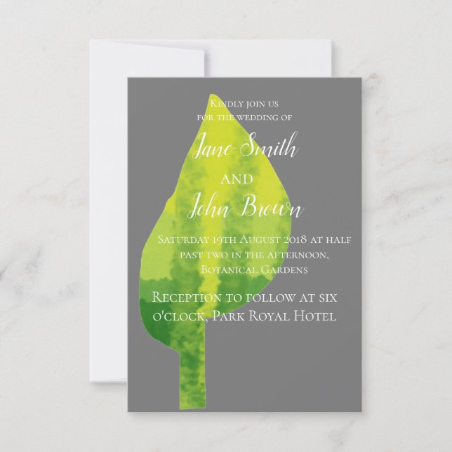 Invitation Mariage éco-naturel de la feuille verte (Devant)