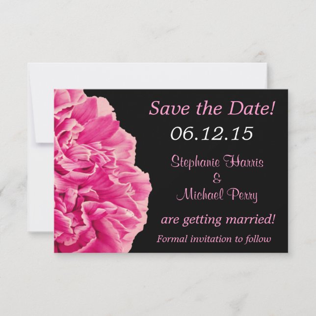 Invitation Mariage Économisez la Date avec Paeonia Rose Drama (Devant)