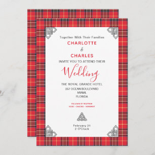 Invitation Mariage écossais Tartan Plaid Symboles celtiques