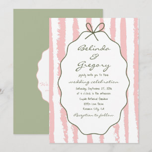 Invitation Mariage écrit main rayures capricieuses