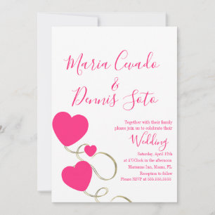 Invitation Mariage Écriture Cœurs et Volutes Rose Or