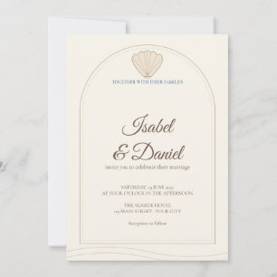 Invitation Mariage écriture côtière sable coquillage