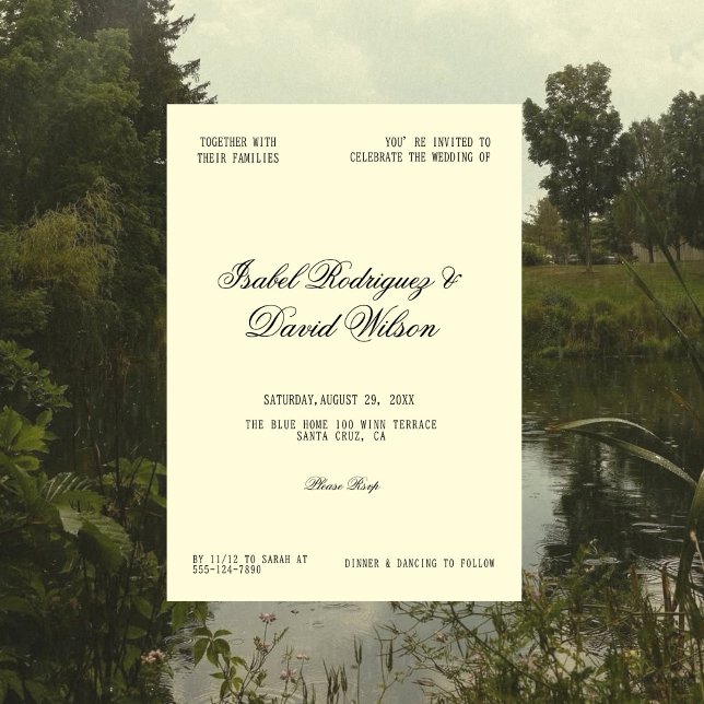 Invitation Mariage Écriture Crème Intemporel (Créateur téléchargé)