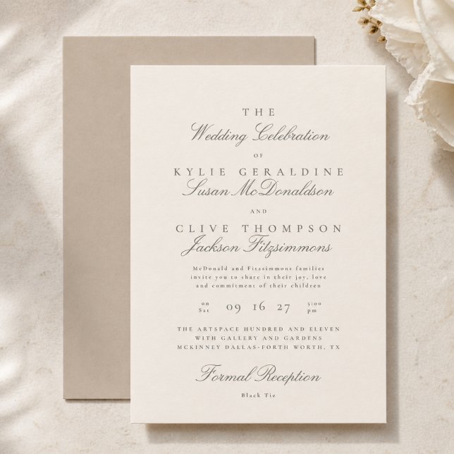 Invitation Mariage écriture ivoire neutre (Créateur téléchargé)