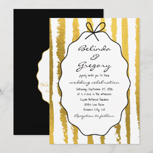 Invitation Mariage écriture manuscrite rayures fantaisistes