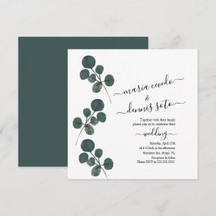 Invitation Mariage écriture verdure eucalyptus aquarelle
