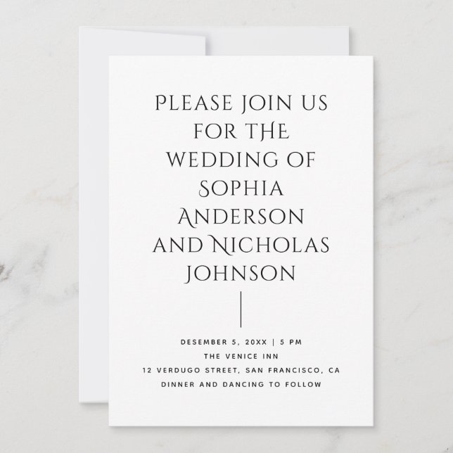 Invitation Mariage éditorial moderne | Typographie minimalist (Devant)