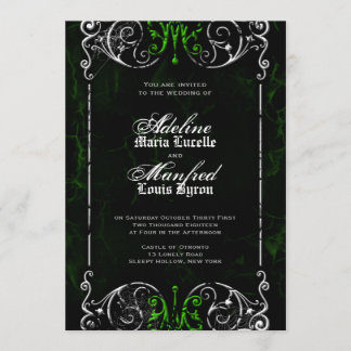 Invitation Mariage Éffrayant et vert gothique victorien Invit