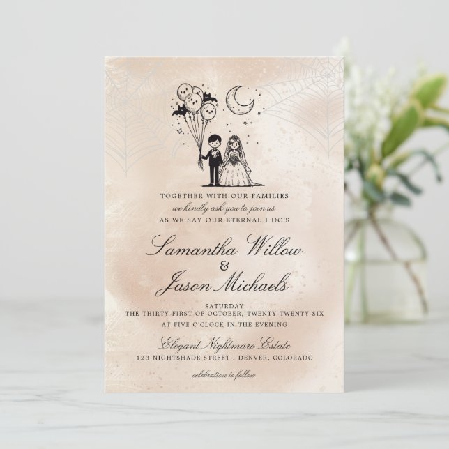 Invitation Mariage éffrayant Little Couple (Debout devant)