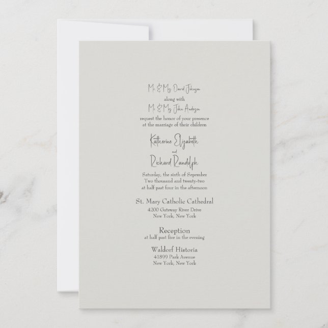 Invitation Mariage Église Beige Croix Eucalyptus  (Devant)