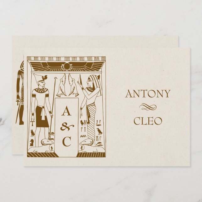 Invitation mariage égyptien vintage (Devant / Derrière)