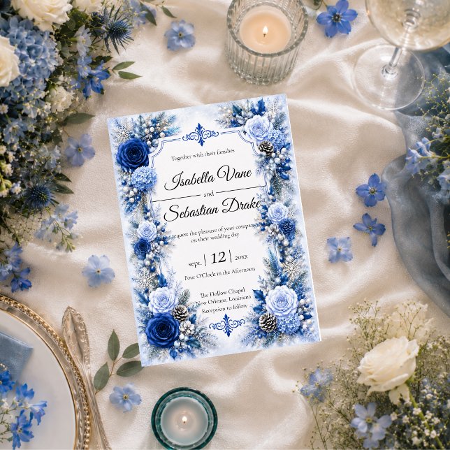 Invitation Mariage Elégance Bleu Hiver Enchanté (Créateur téléchargé)