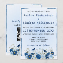 Invitation Mariage Élégance Botanique Bleue