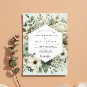 Invitation Mariage Élégance Botanique Menthe