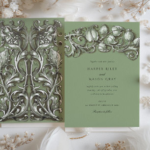 Invitation Mariage Élégance Crème Art Nouveau