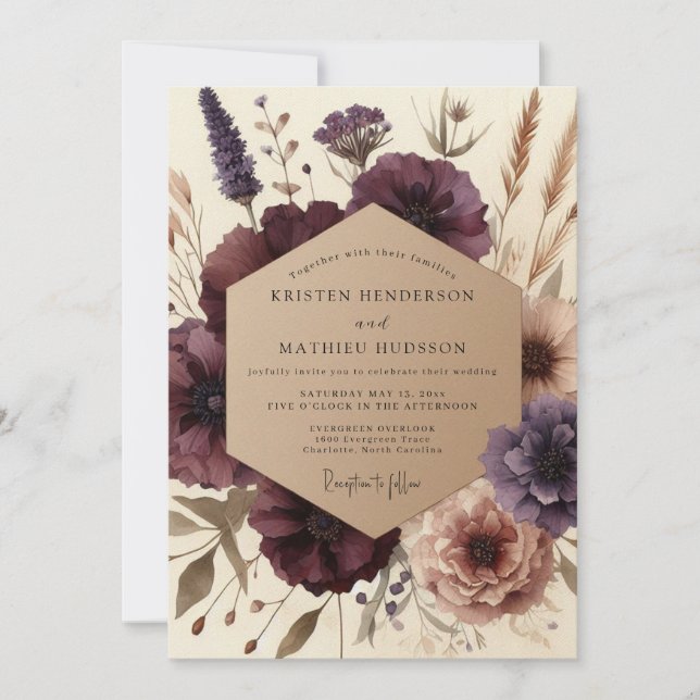 Invitation Mariage Élégance d'Automne à Fleurs de Prunier (Devant)