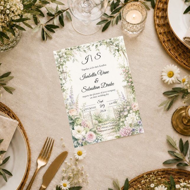 Invitation Mariage Élégance de Jardin Secret Enchanté  (Créateur téléchargé)