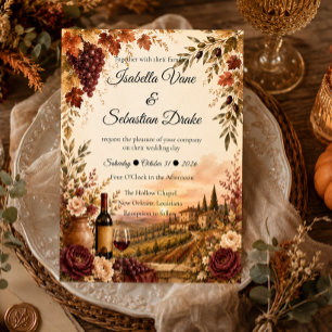 Invitation Mariage Élégance de Vendange Automnale en Vignoble