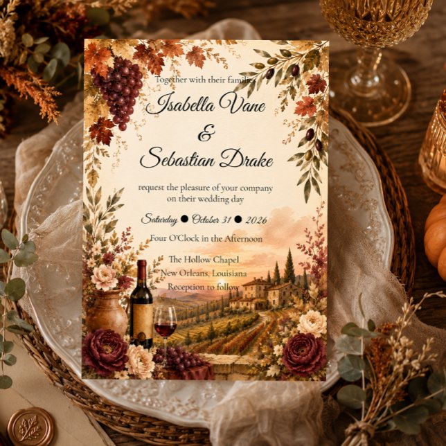Invitation Mariage Élégance de Vendange Automnale en Vignoble (Créateur téléchargé)