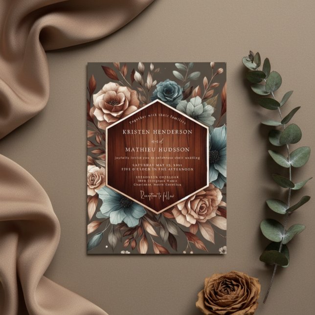 Invitation Mariage Élégance Florale Automne Brun (Créateur téléchargé)