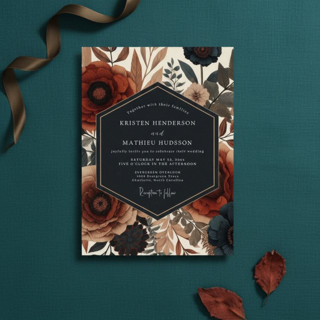 Invitation Mariage Élégance Florale Sienne Automne (Créateur téléchargé)