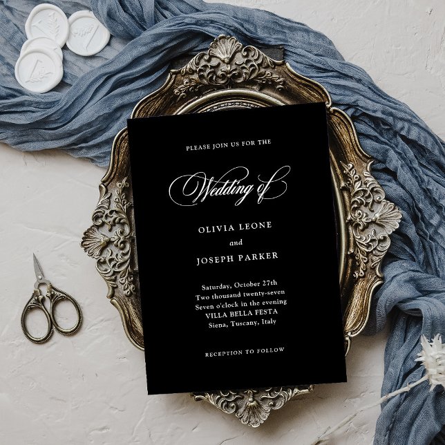 Invitation Mariage Élégance Italienne Minimaliste Noir (Créateur téléchargé)