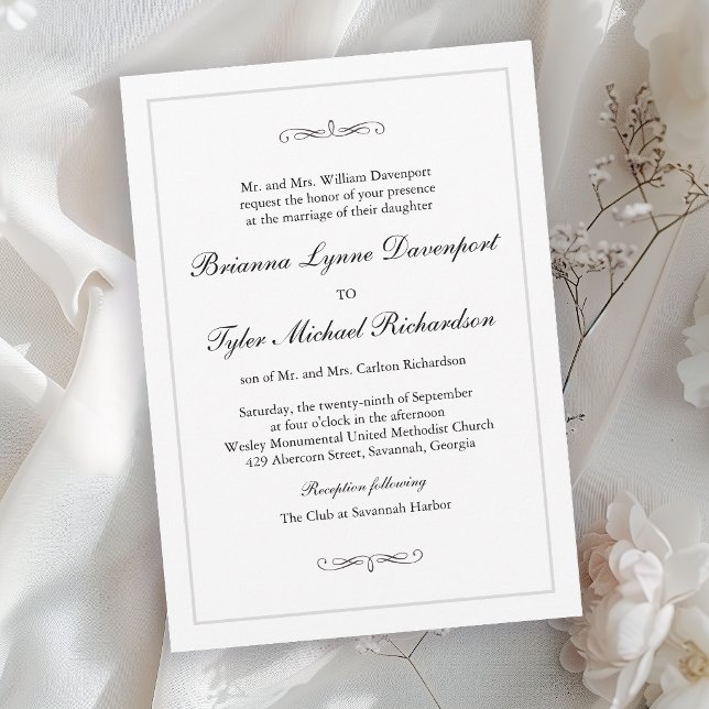 Invitation Mariage Élégance Simple Classique (Invitation may be ordered in both printed and instant download formats.)