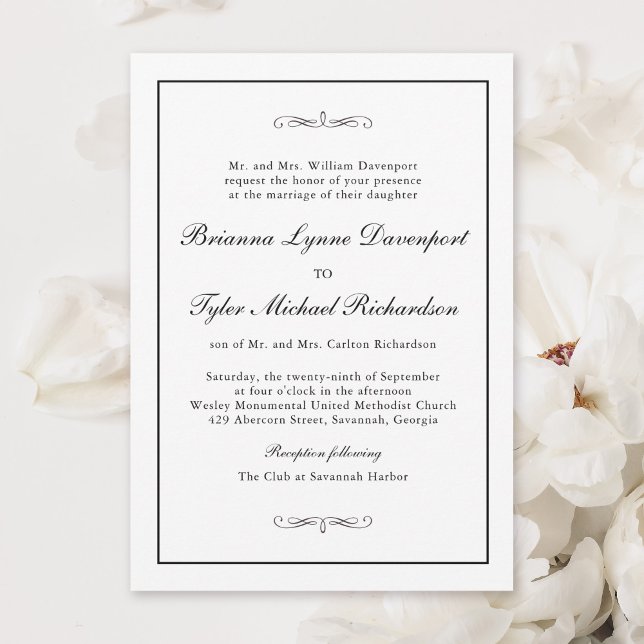 Invitation Mariage Élégance Simple Classique (Available in both printed and instant download digital formats.)