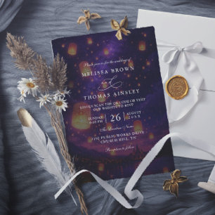 Invitation Mariage élégant à budget avec code QR et lanternes