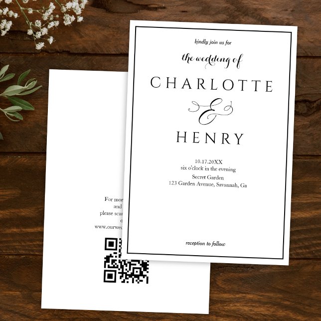 Invitation Mariage élégant à budget Qr Code (Créateur téléchargé)