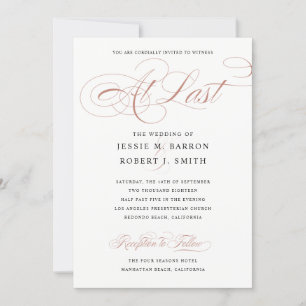 Invitation Mariage Élégant À Dernier Rose Gold Calligraphie