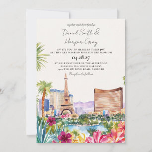 Invitation Mariage élégant à destination sur la skyline de La